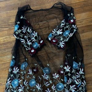 Shein mesh embroidered kimono
